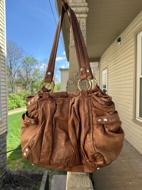 Classic Brown Leather Shoulder Bag - Women's Handbag